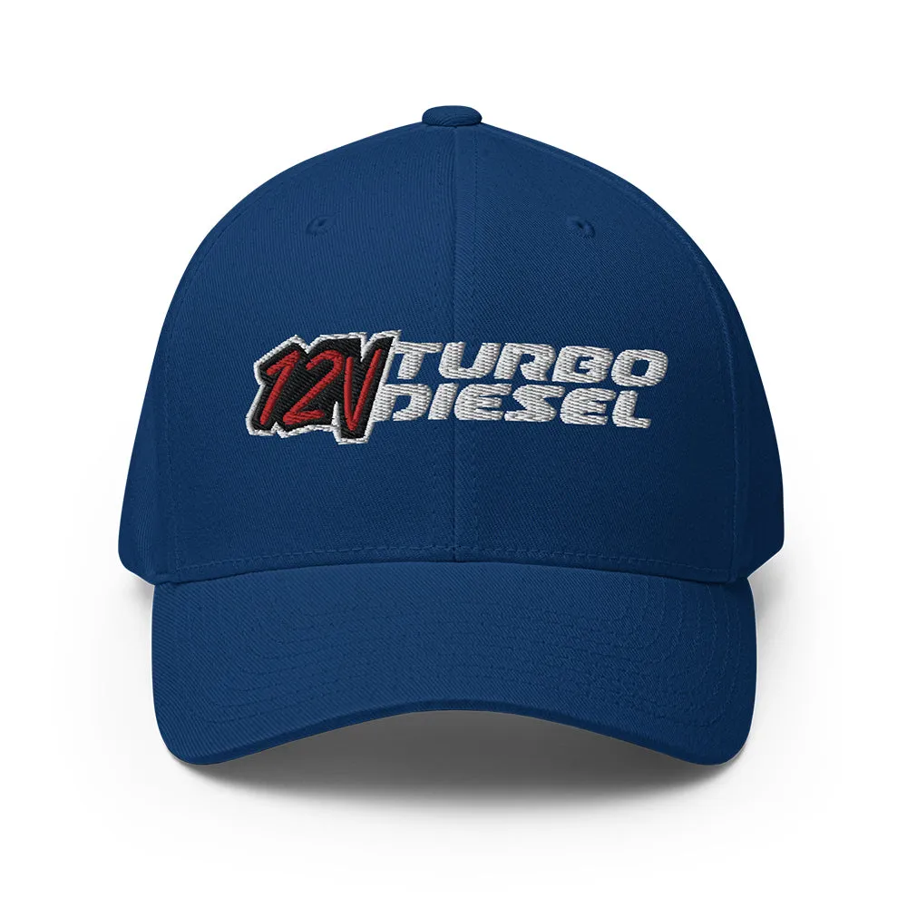 12 Valve Diesel Hat With Closed Back - Flexfit Brand Baseball Cap