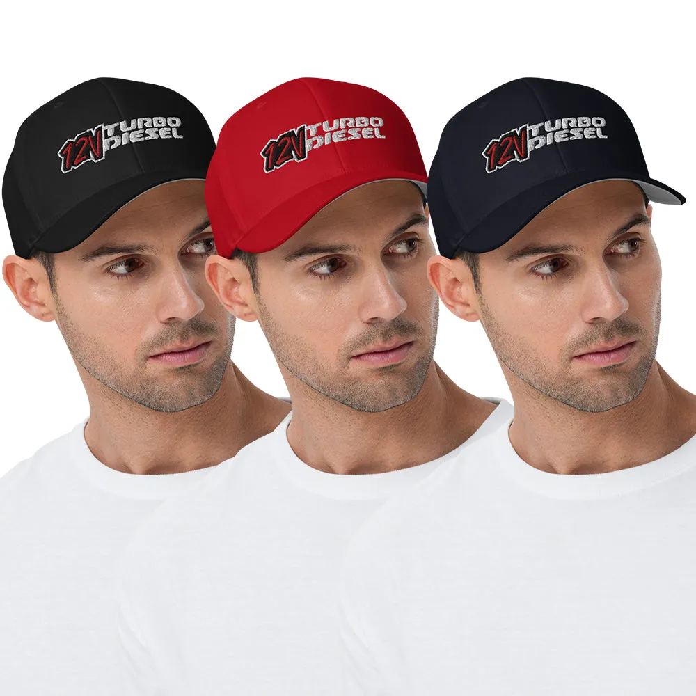 12 Valve Diesel Hat With Closed Back - Flexfit Brand Baseball Cap