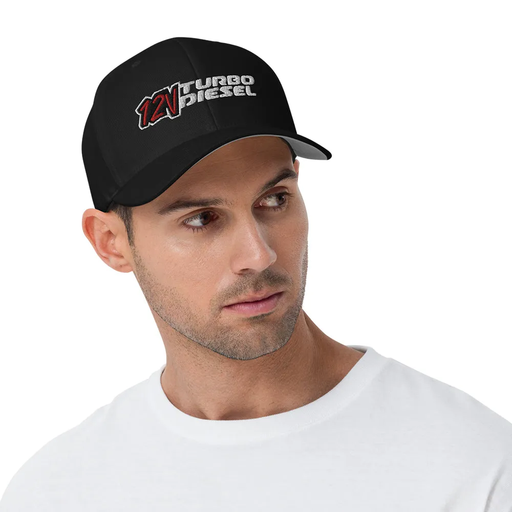 12 Valve Diesel Hat With Closed Back - Flexfit Brand Baseball Cap