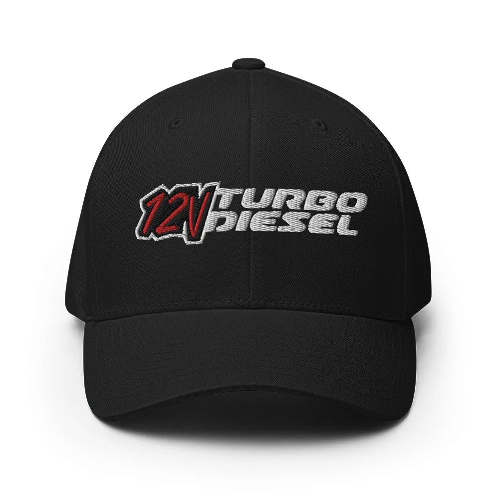 12 Valve Diesel Hat With Closed Back - Flexfit Brand Baseball Cap