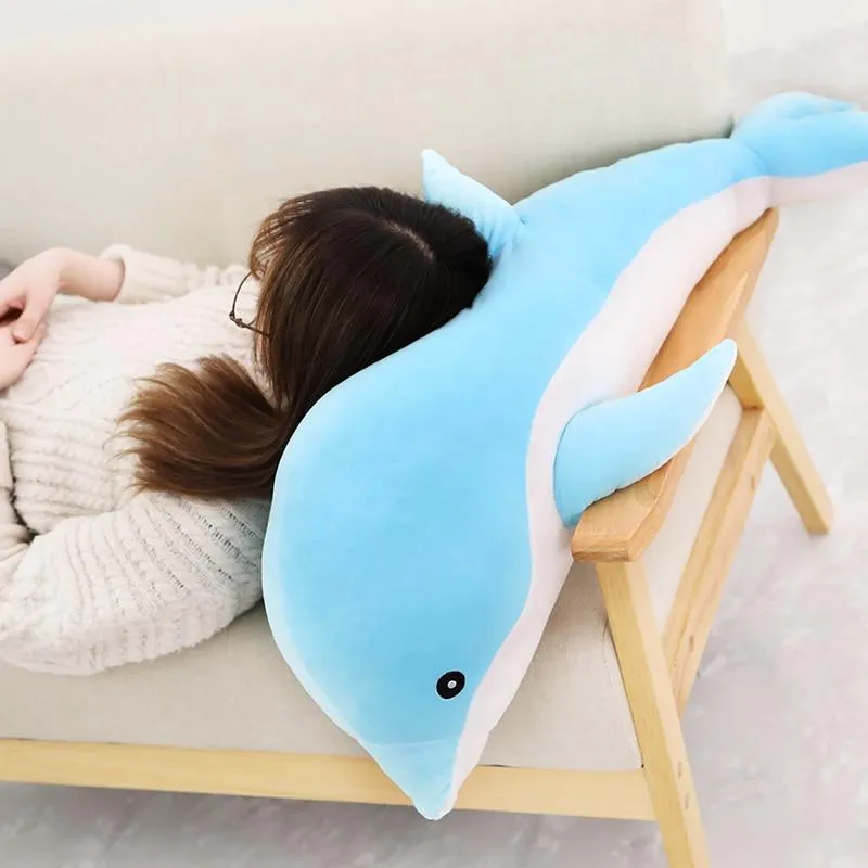 160cm Large Kawaii Dolphin Plush Toys for Children Stuffed Sea Animal Doll Soft Baby Sleeping Pillow Lovely Gift for Kids Girls