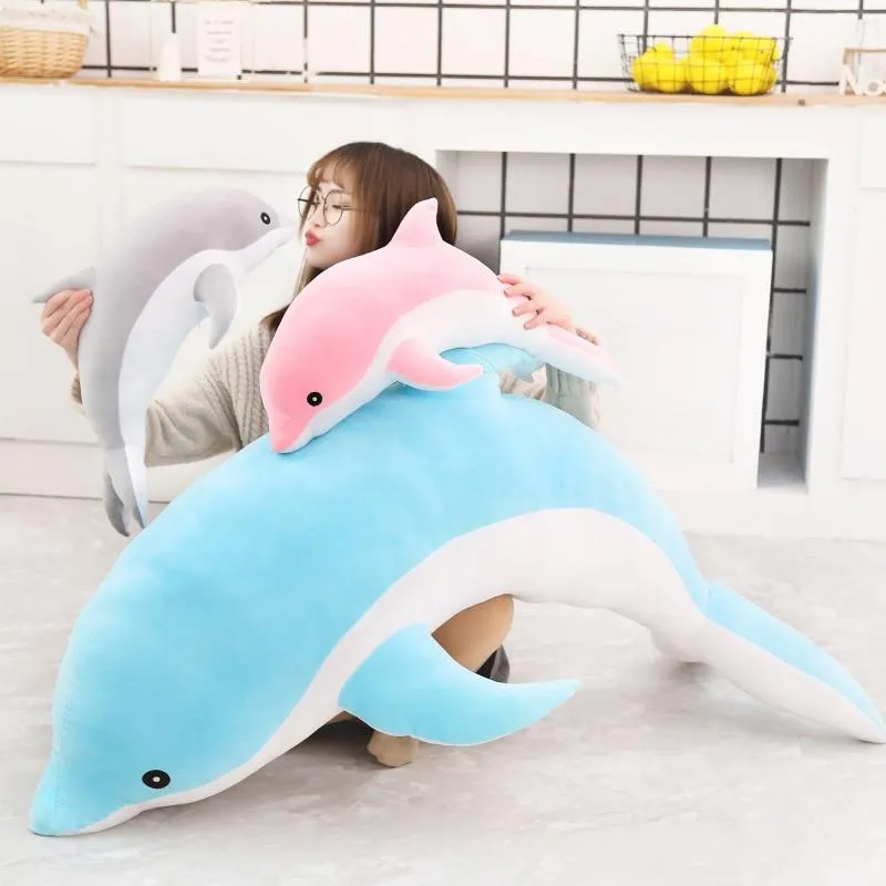 160cm Large Kawaii Dolphin Plush Toys for Children Stuffed Sea Animal Doll Soft Baby Sleeping Pillow Lovely Gift for Kids Girls