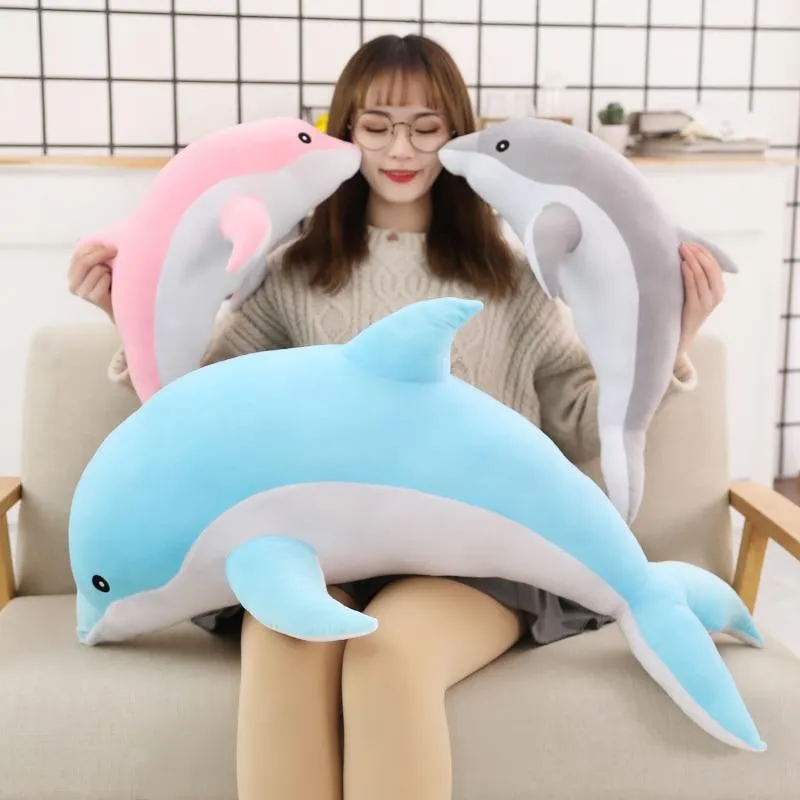 160cm Large Kawaii Dolphin Plush Toys for Children Stuffed Sea Animal Doll Soft Baby Sleeping Pillow Lovely Gift for Kids Girls