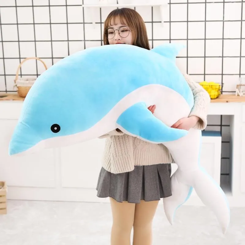 160cm Large Kawaii Dolphin Plush Toys for Children Stuffed Sea Animal Doll Soft Baby Sleeping Pillow Lovely Gift for Kids Girls