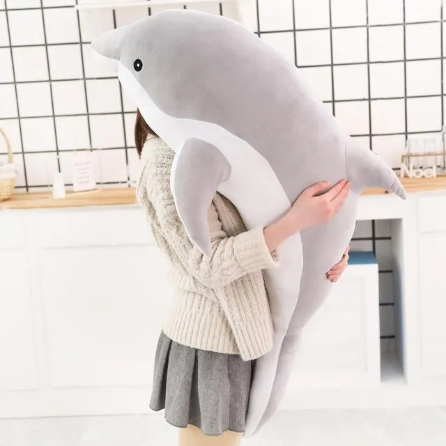 160cm Large Kawaii Dolphin Plush Toys for Children Stuffed Sea Animal Doll Soft Baby Sleeping Pillow Lovely Gift for Kids Girls