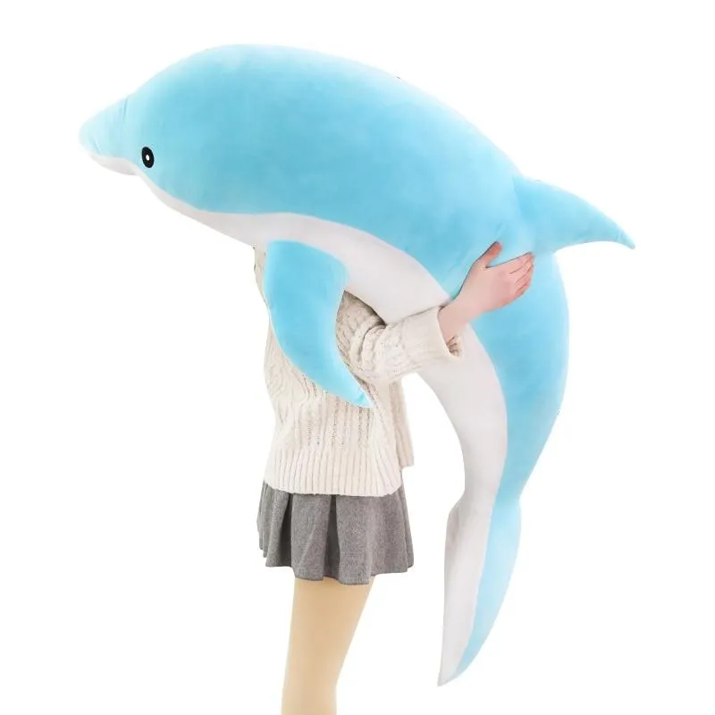 160cm Large Kawaii Dolphin Plush Toys for Children Stuffed Sea Animal Doll Soft Baby Sleeping Pillow Lovely Gift for Kids Girls