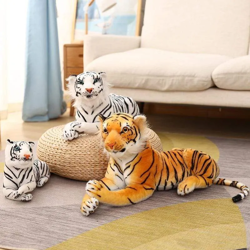 30-110cm Lifelike Tiger Plush Toy Stuffed Wild Force Forest Animals Simulation White Tiger Jaguar Doll Kid Birthday Gift for Boy