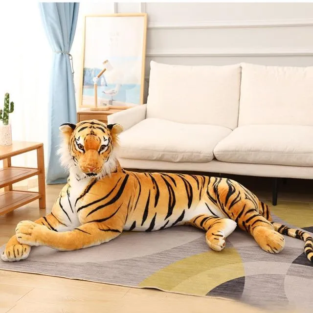 30-110cm Lifelike Tiger Plush Toy Stuffed Wild Force Forest Animals Simulation White Tiger Jaguar Doll Kid Birthday Gift for Boy