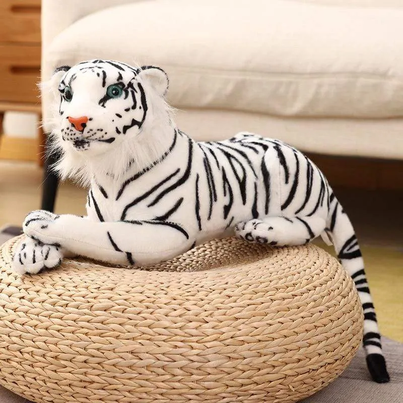 30-110cm Lifelike Tiger Plush Toy Stuffed Wild Force Forest Animals Simulation White Tiger Jaguar Doll Kid Birthday Gift for Boy