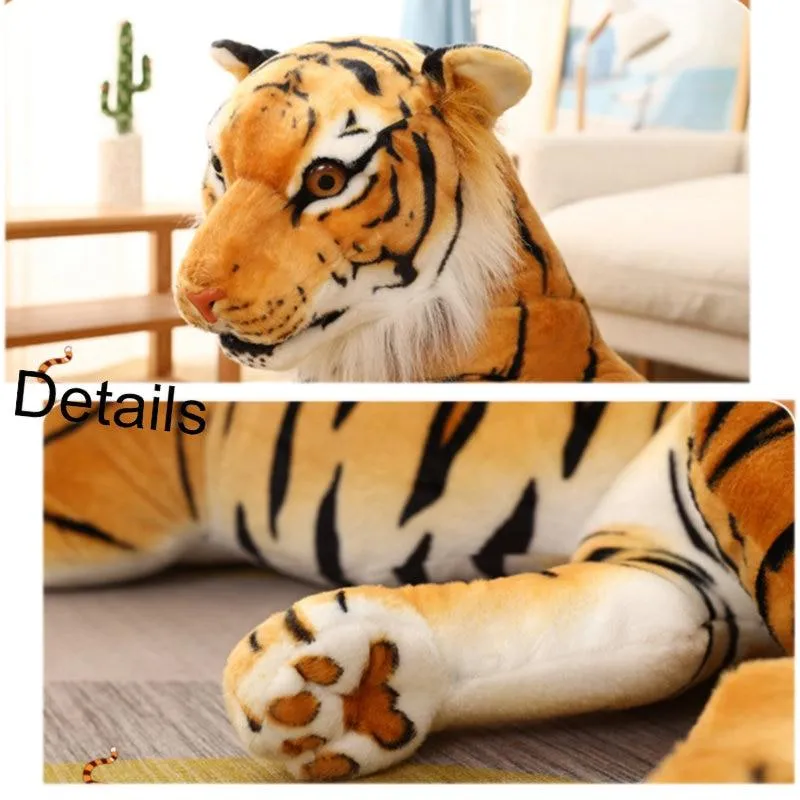 30-110cm Lifelike Tiger Plush Toy Stuffed Wild Force Forest Animals Simulation White Tiger Jaguar Doll Kid Birthday Gift for Boy