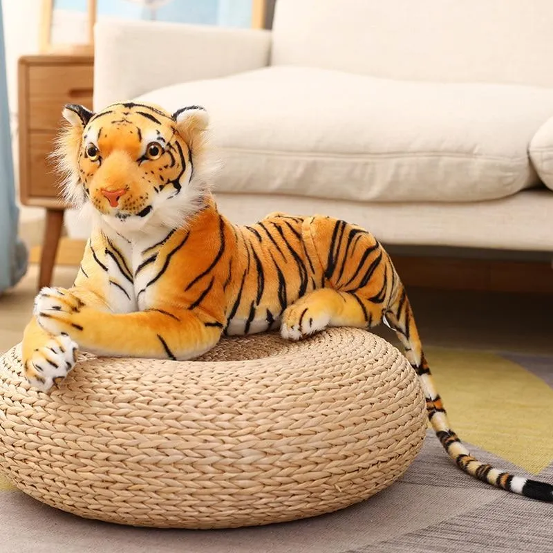 30-110cm Lifelike Tiger Plush Toy Stuffed Wild Force Forest Animals Simulation White Tiger Jaguar Doll Kid Birthday Gift for Boy