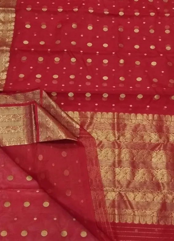 90Z111-RO Red Chanderi Silk Saree