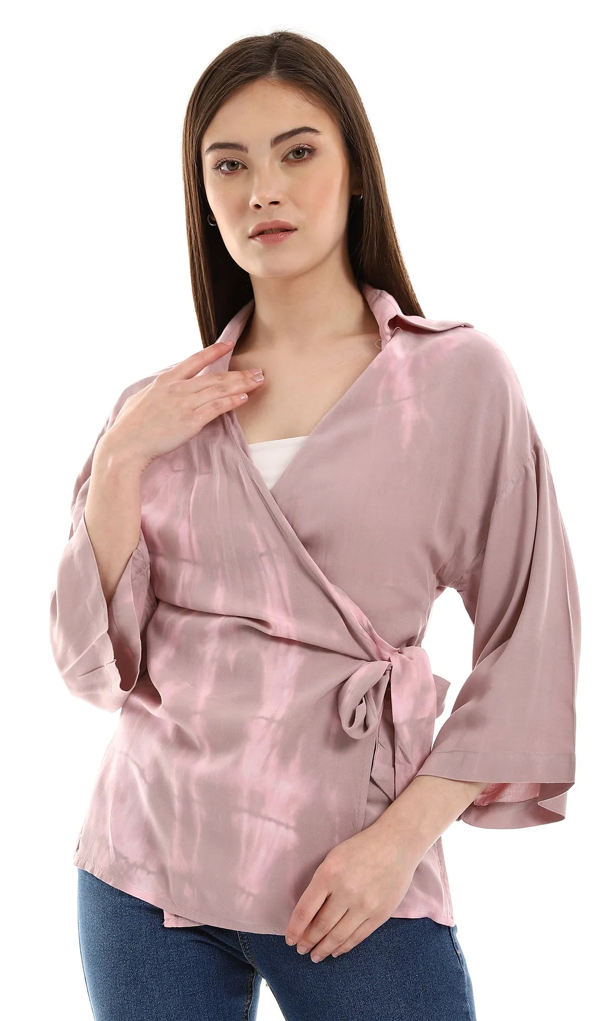 97480 Purple & Rose Tie Dye Wrapping Blouse