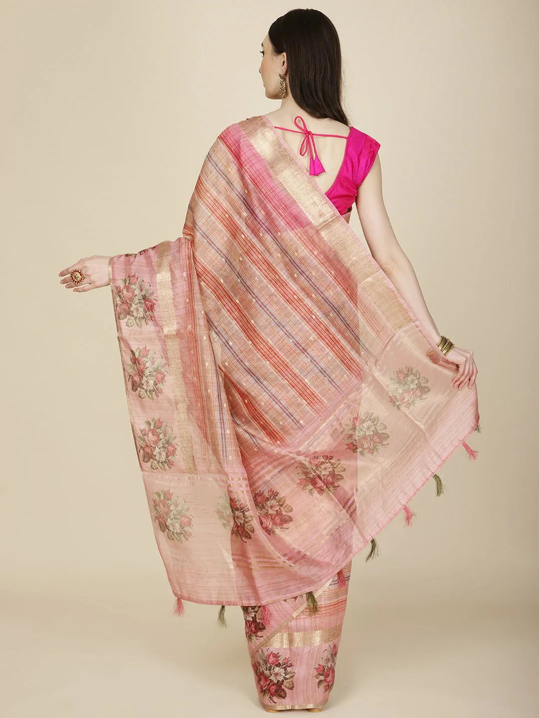 Abstract Printed Woven Cotton Saree