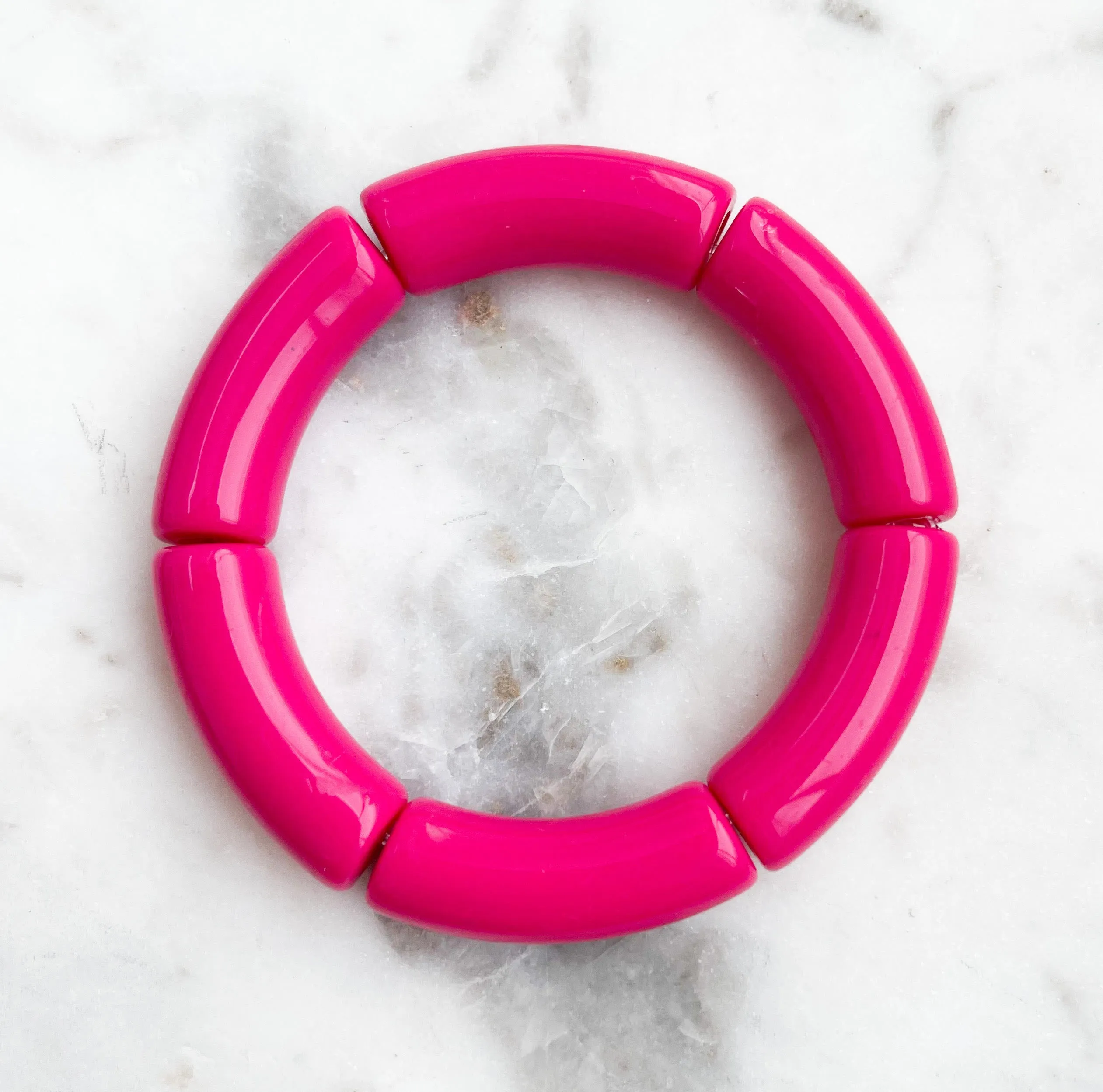 Acrylic Bamboo Bangle Bracelet Hot Pink