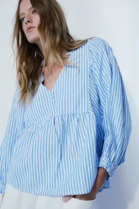 AGNES PUFF SLEEVE STRIPE BLOUSE - MELISSA NEPTON