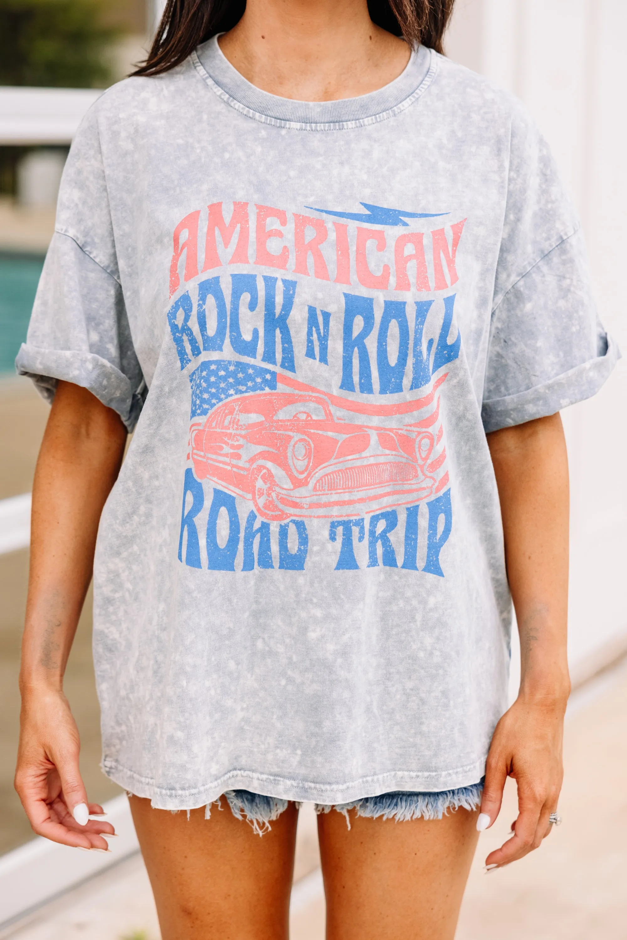 American Road Trip Gray Graphic Tee