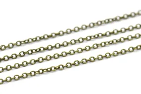 Antique Brass Chain, Antique Bronze Tone Brass Soldered Chain (2x1.5mm) 3m-5m-10m-20m-50m-90m Mb 8-29  Z145