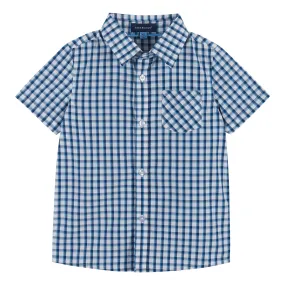 Aqua Bamboo Check Button Down Shirt