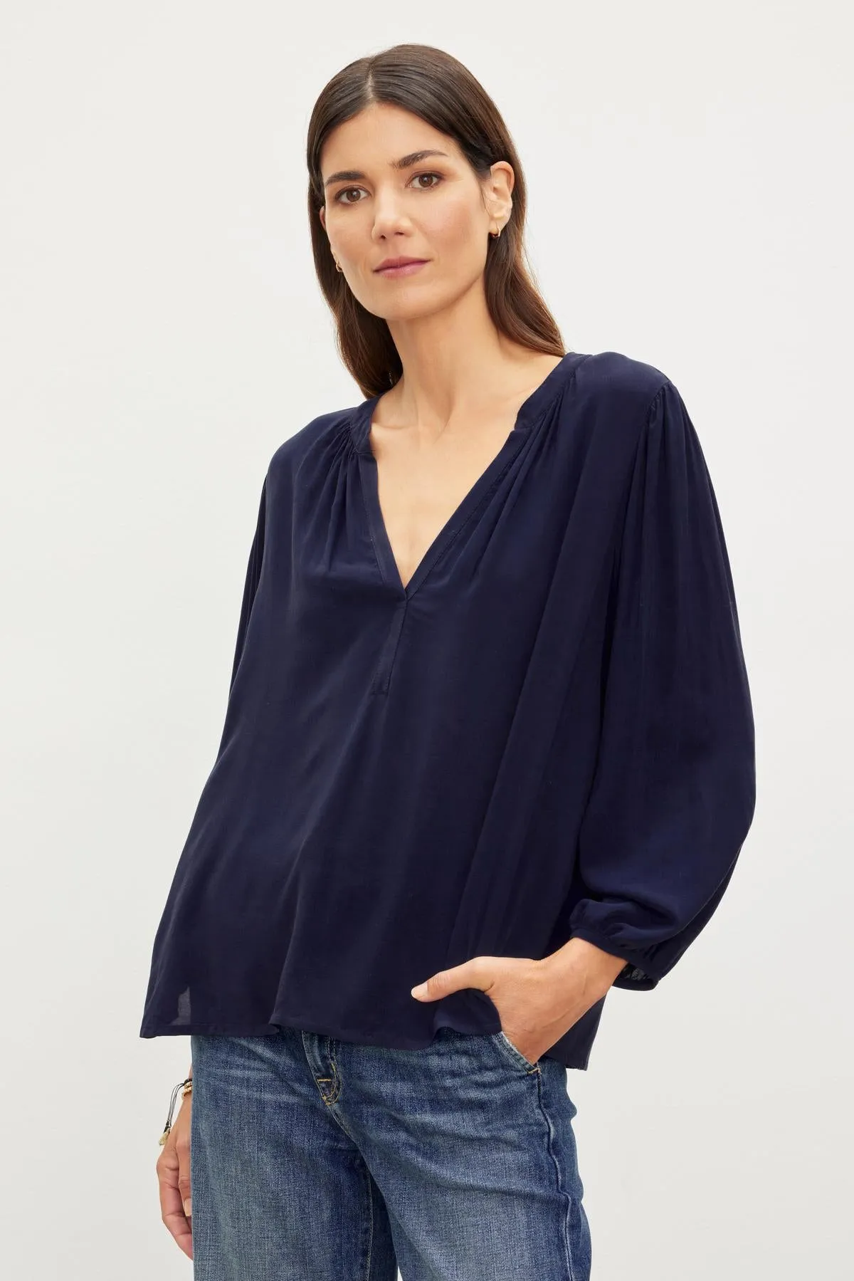 ASHLEY RAYON CHALLIS BLOUSE - VELVET