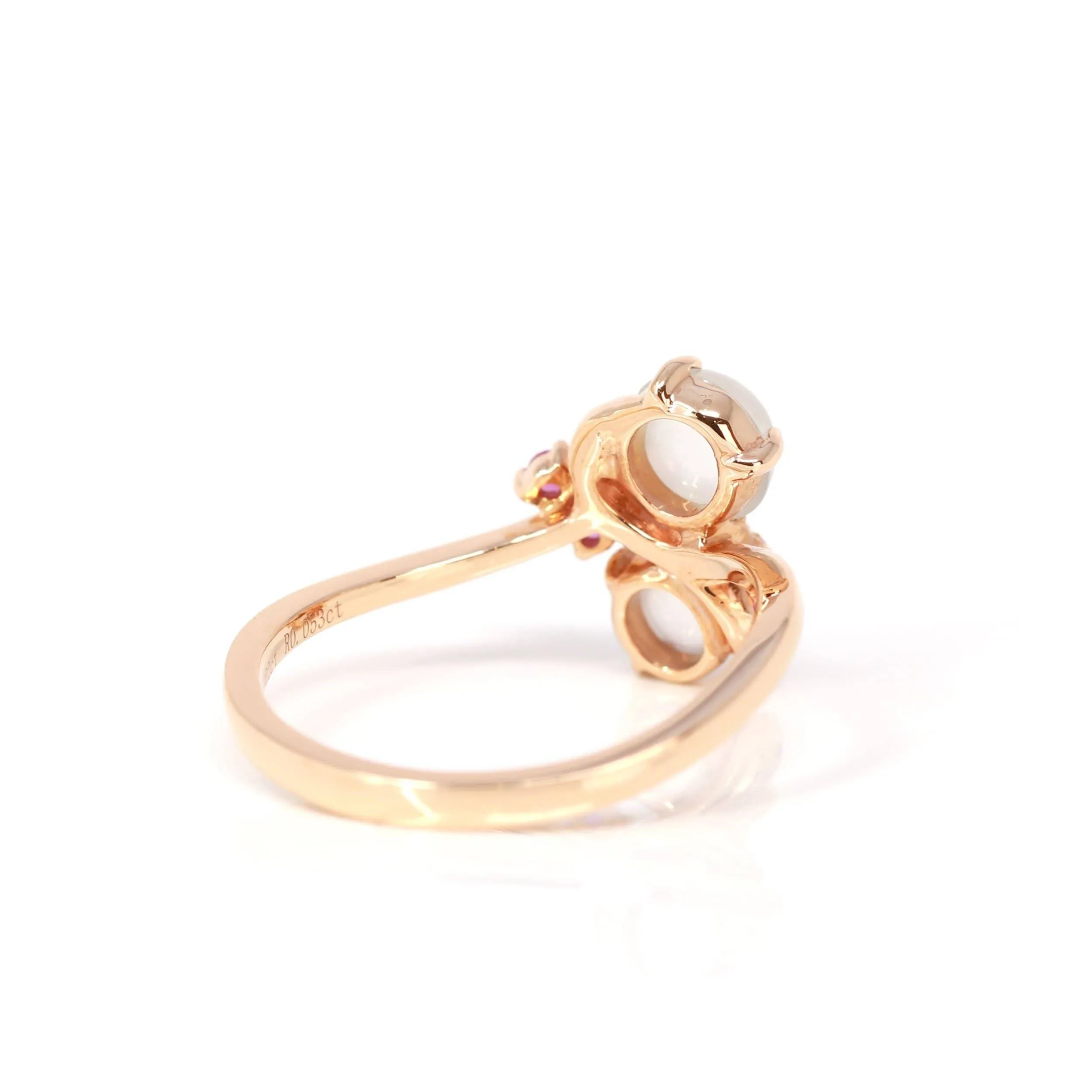 Baikalla? "Amelie" 18k Rose Gold Natural Ice Jadeite Engagement Ring With Diamonds