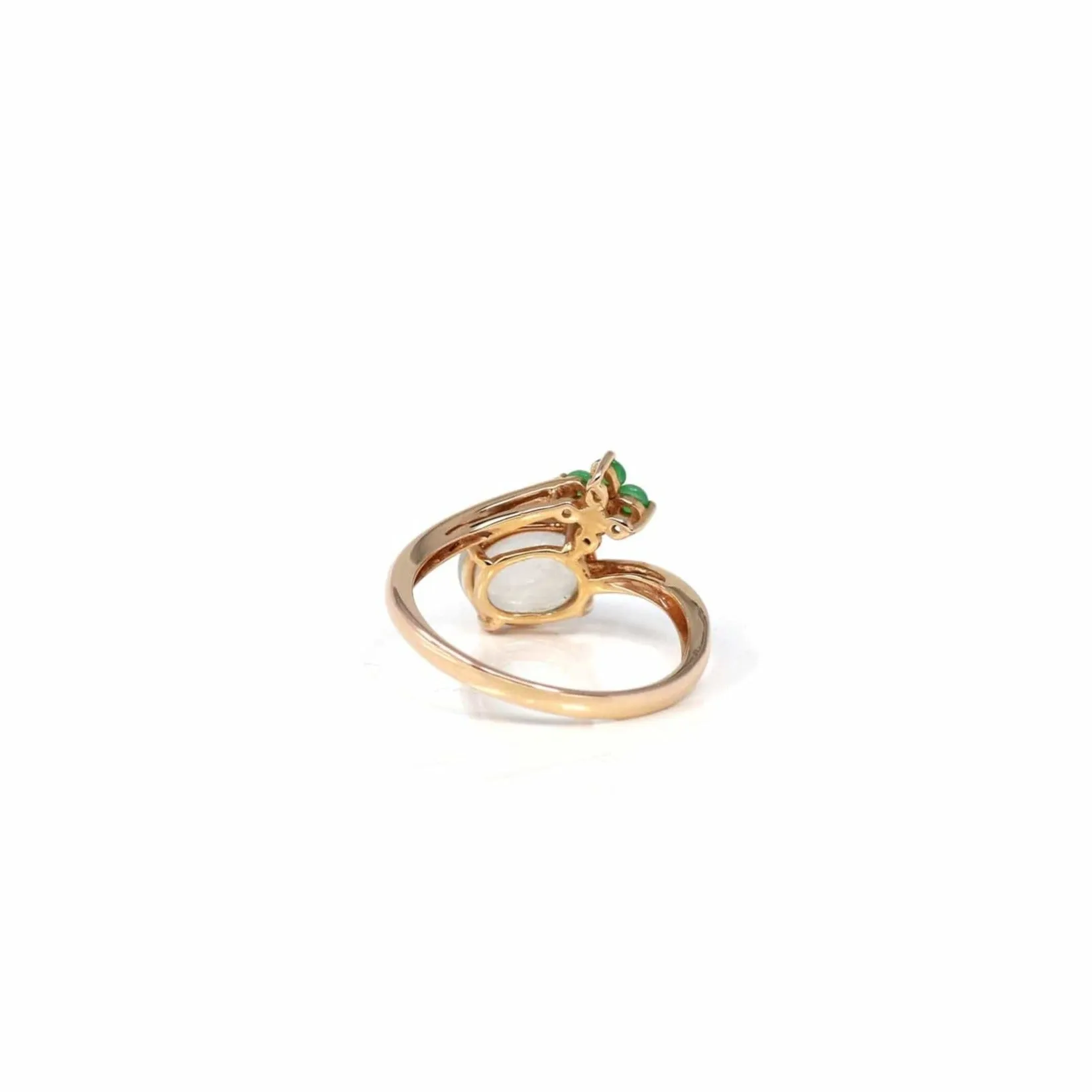 Baikalla? "Elora" 18k Rose Gold Natural Ice & Imperial Jadeite Engagement Ring With Rubies & Diamonds