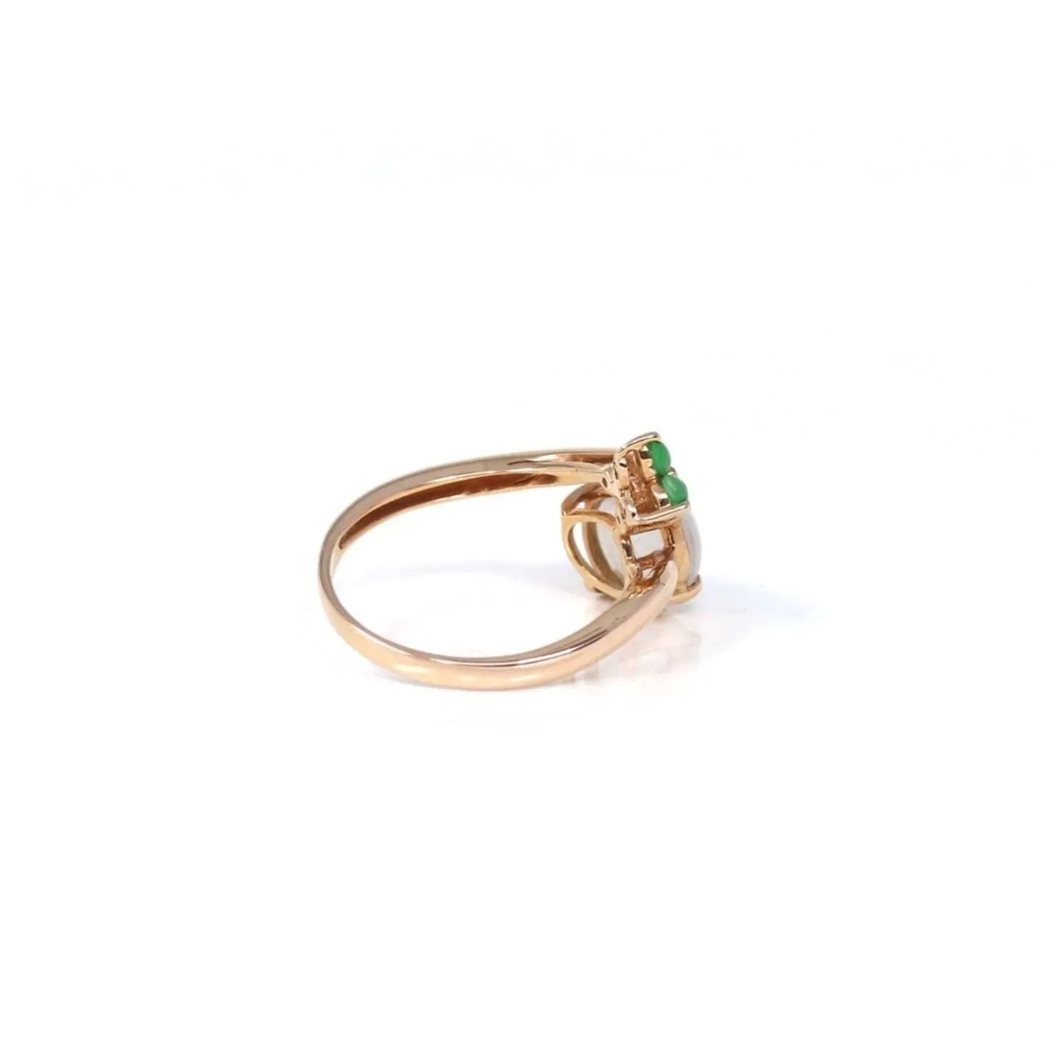 Baikalla? "Elora" 18k Rose Gold Natural Ice & Imperial Jadeite Engagement Ring With Rubies & Diamonds