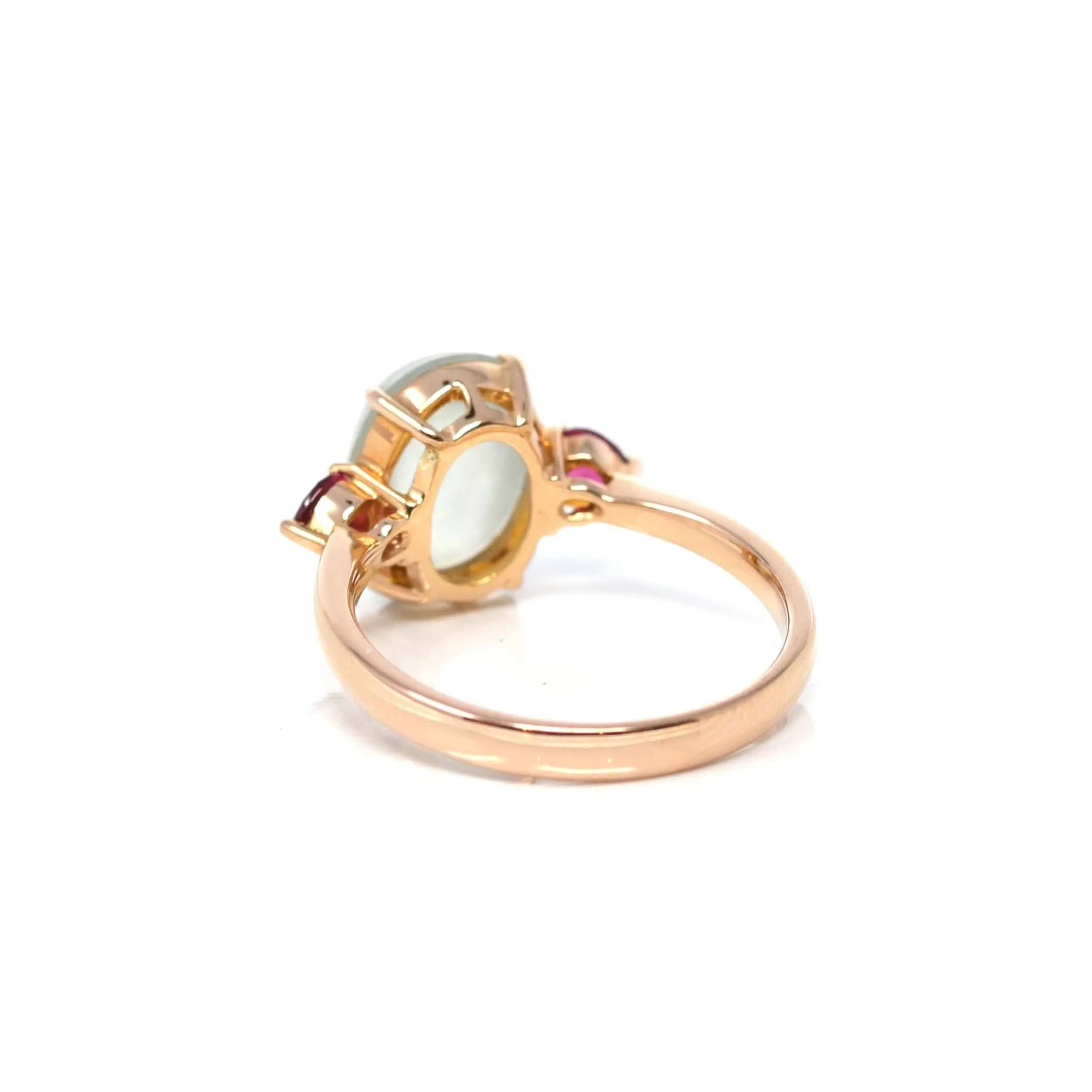 Baikalla "Sarah" 18k Rose Gold Natural Ice Jadeite & Tourmaline Engagement Ring