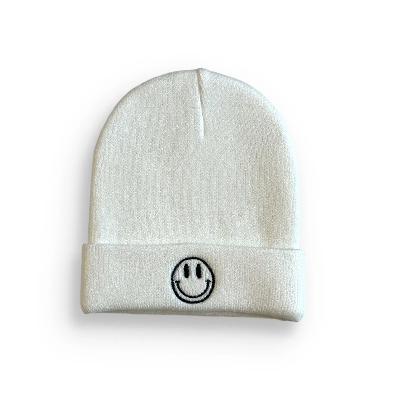 BAMBOO CUFF SMILE BEANIE- WHITE