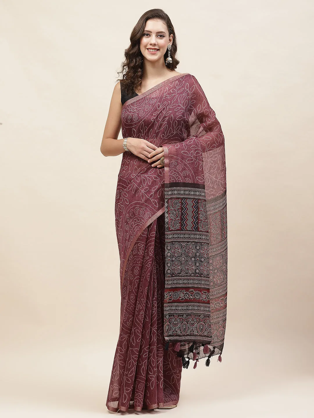 Bandhani Printed Cotton Saree