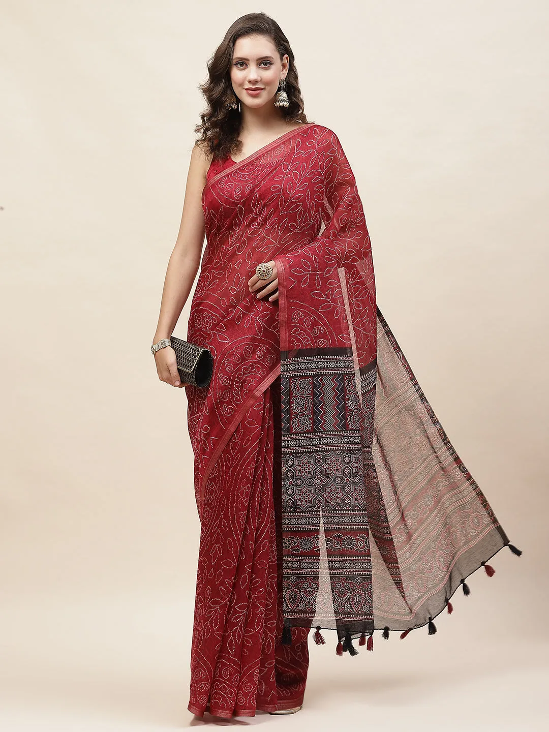 Bandhani Printed Cotton Saree