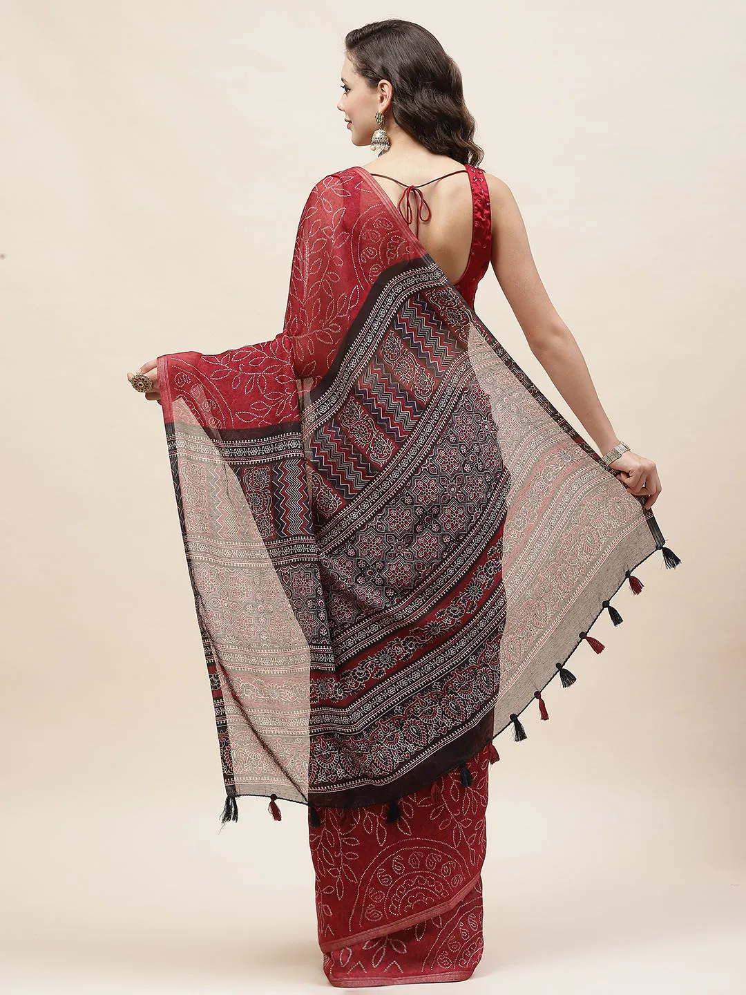 Bandhani Printed Cotton Saree