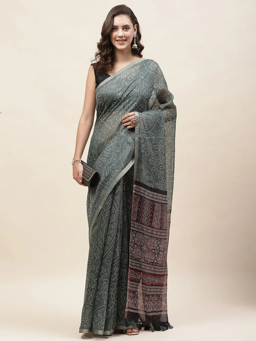 Bandhani Printed Cotton Saree