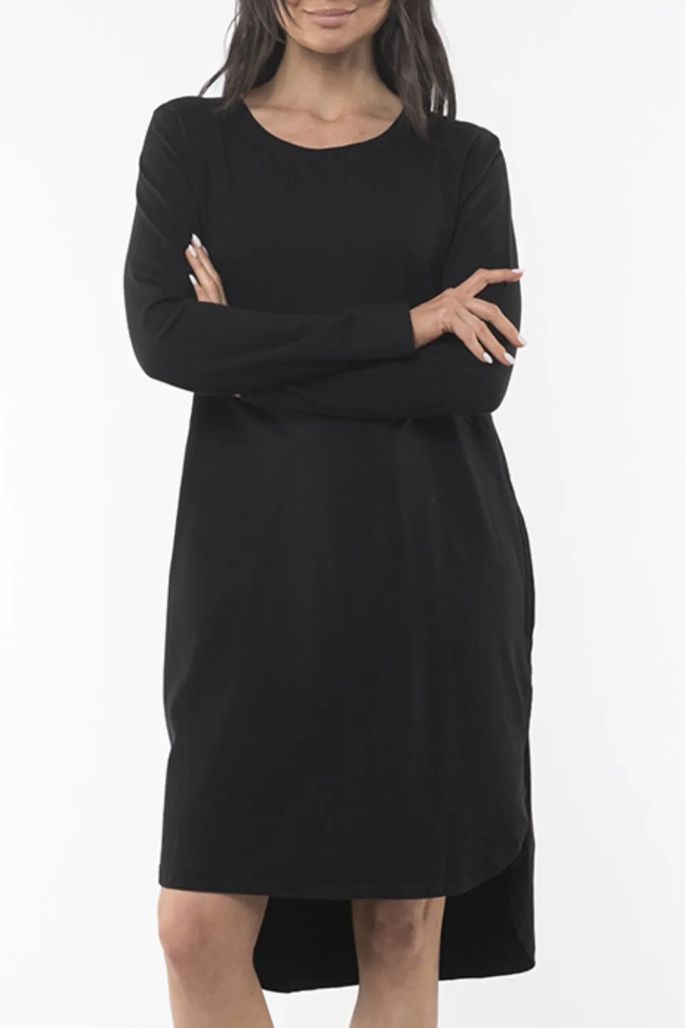 Bay LS Tshirt Black Midi Dress