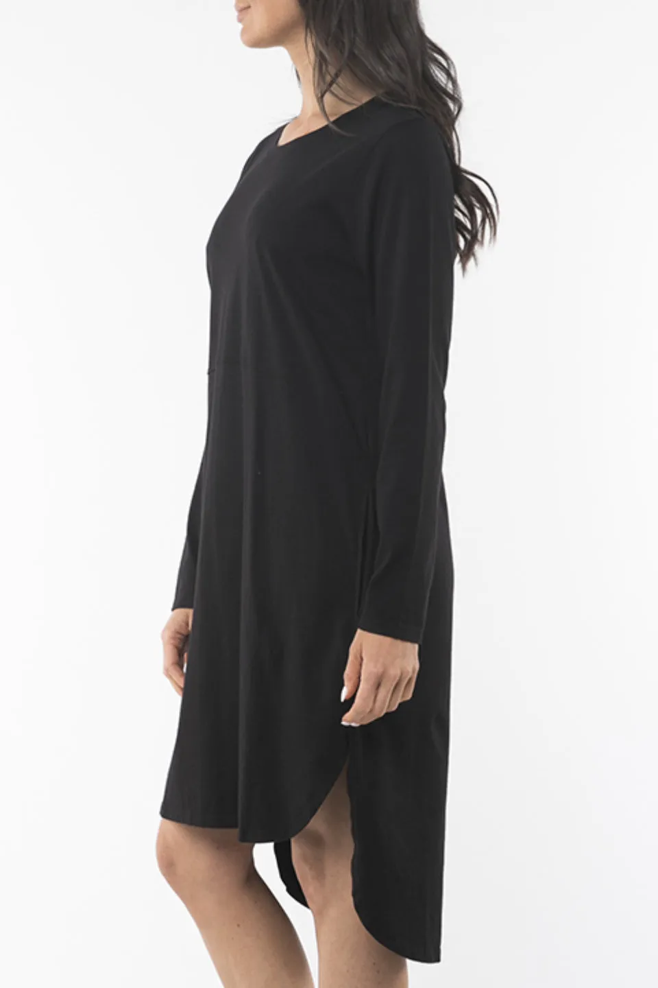 Bay LS Tshirt Black Midi Dress