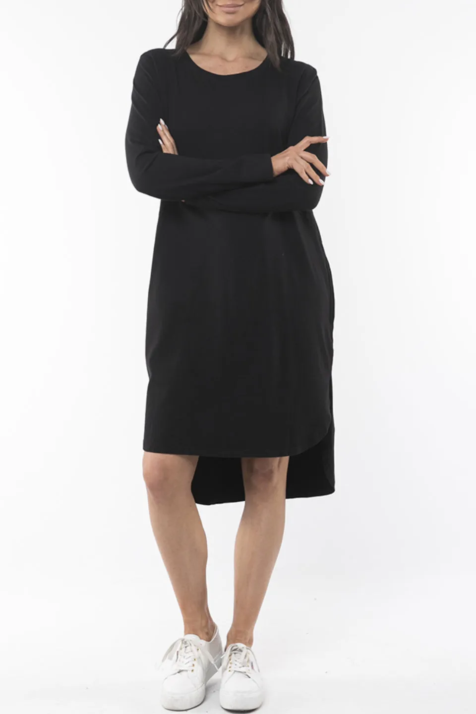 Bay LS Tshirt Black Midi Dress