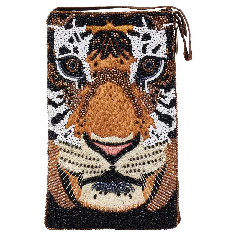 Beaded Bengal Tiger Face Essential Crossbody Bag