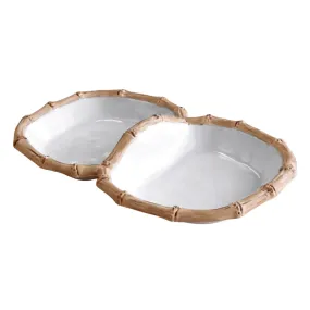 Beatriz Ball Vida Bamboo Double Dip Bowl - White/Natural