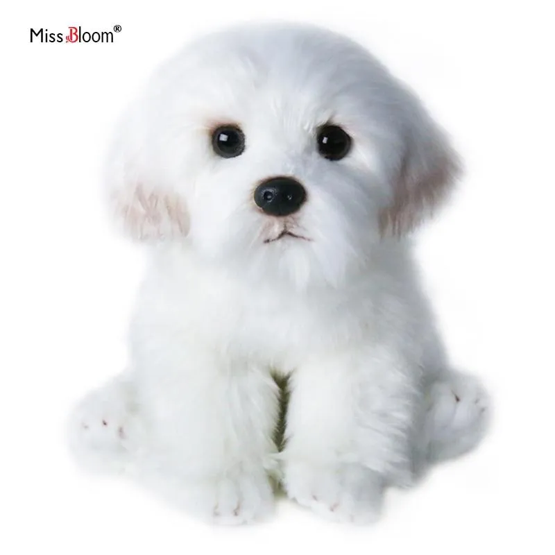 Bichon Frise Puppy Stuffed Animal Dog Plush Toy Cute Simulation Pets Fluffy Baby Dolls Birthday Gifts for Children Dropshipping