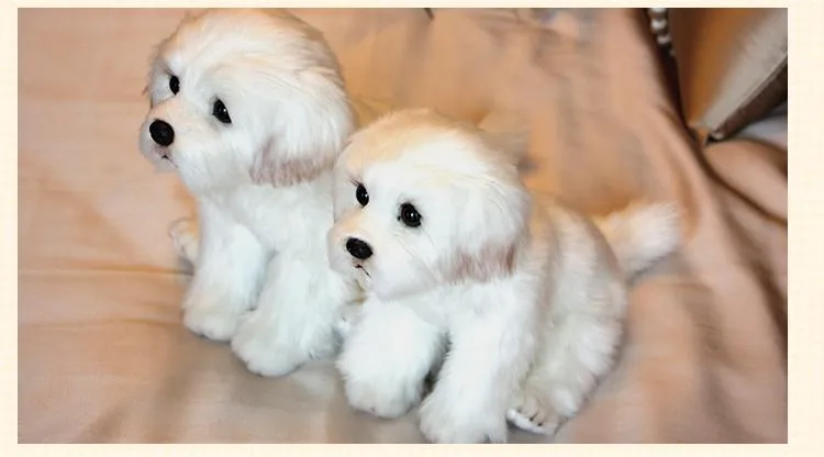 Bichon Frise Puppy Stuffed Animal Dog Plush Toy Cute Simulation Pets Fluffy Baby Dolls Birthday Gifts for Children Dropshipping