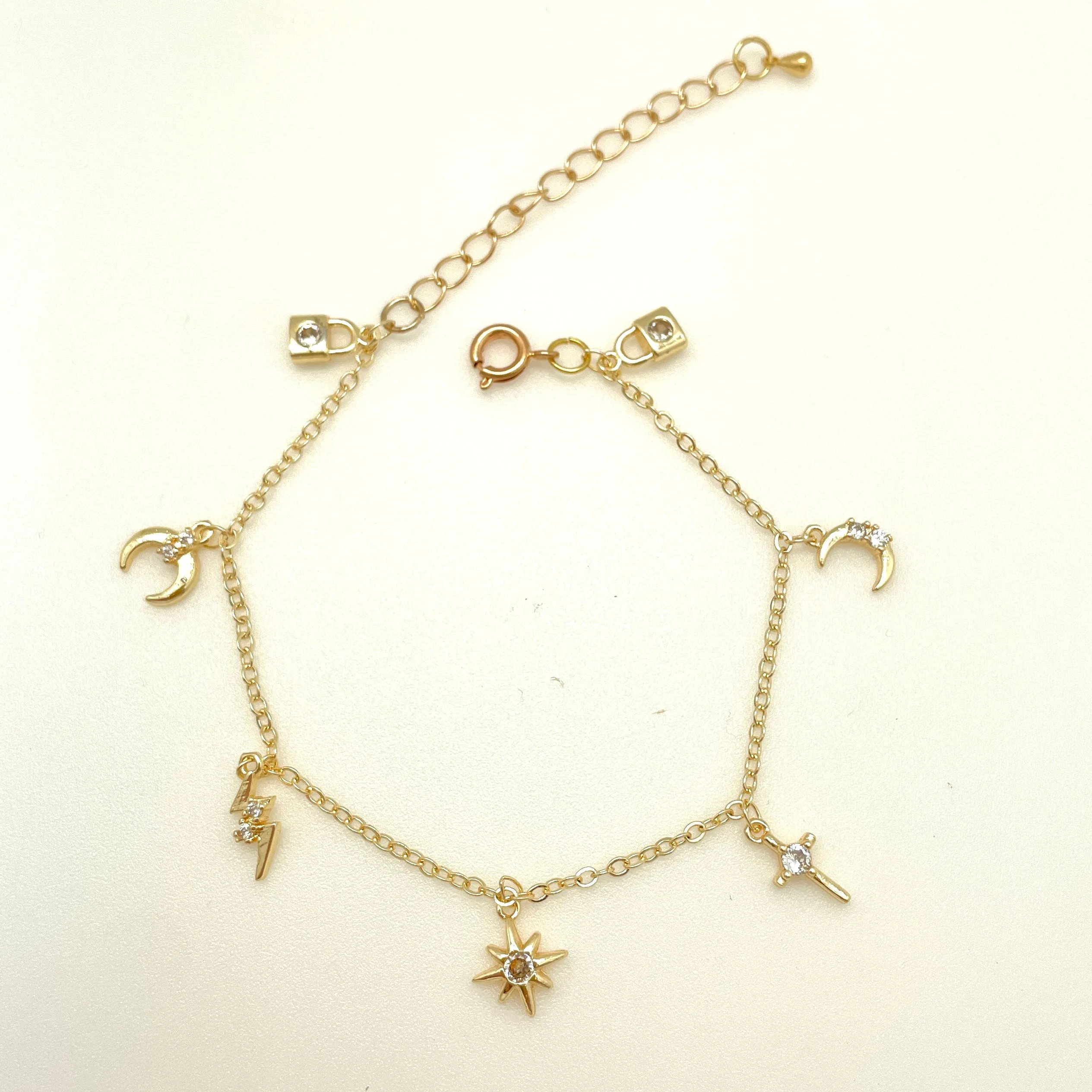 Bitty charm bracelet gold plated brass