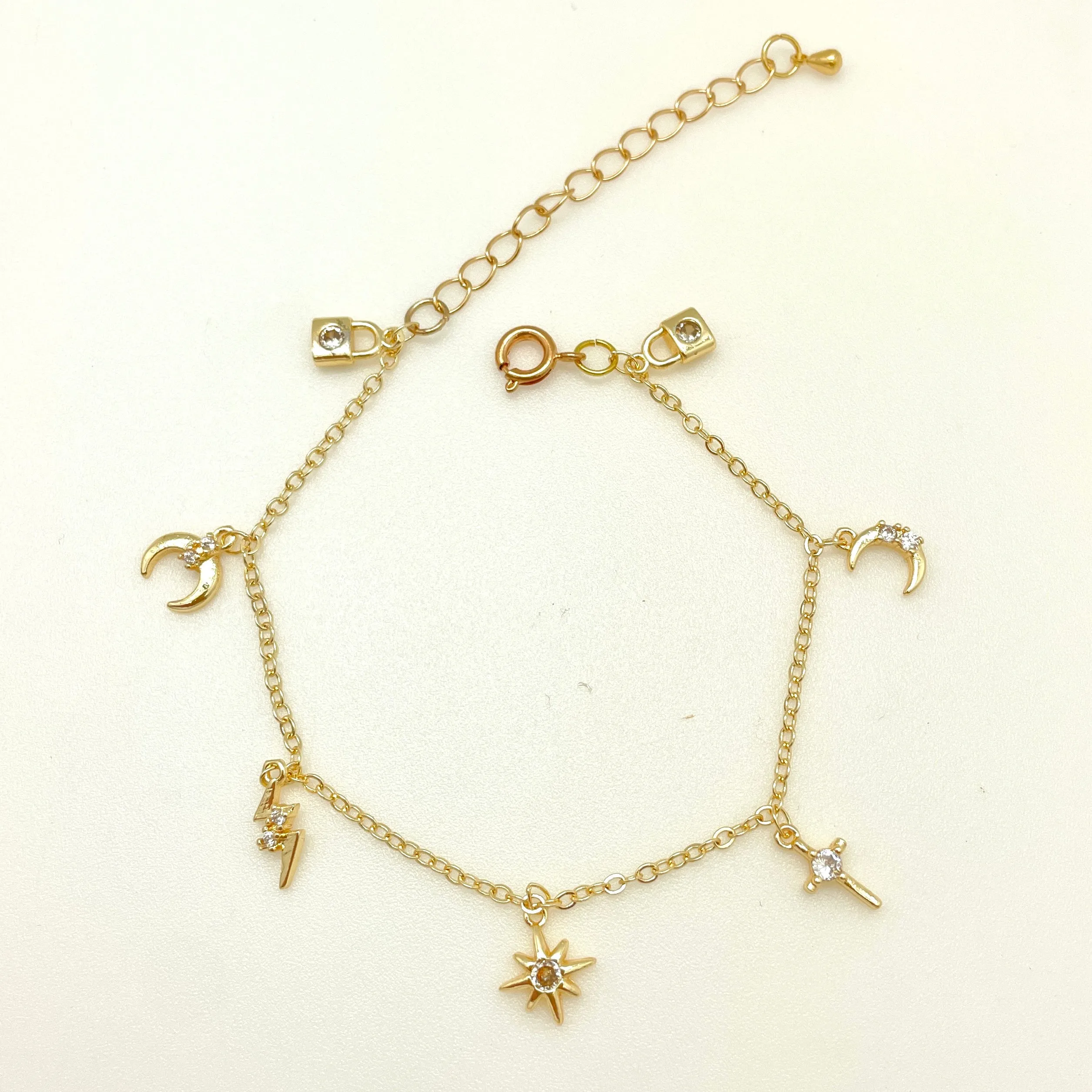 Bitty charm bracelet gold plated brass