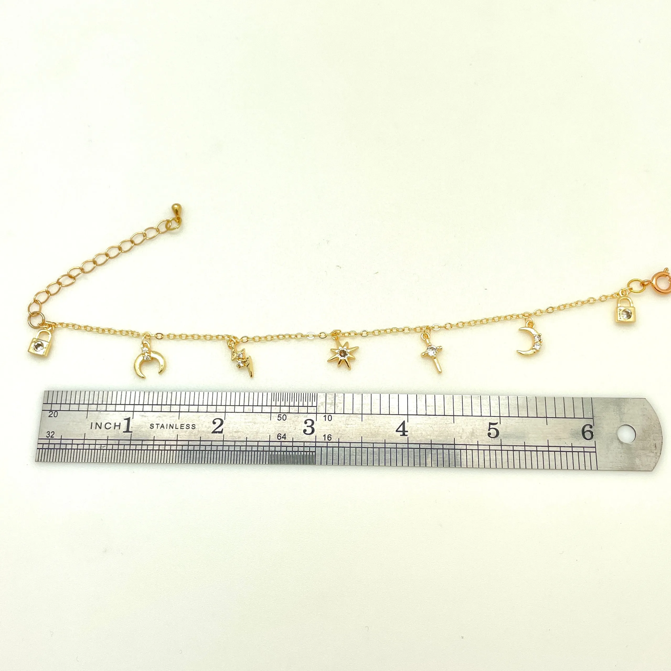 Bitty charm bracelet gold plated brass