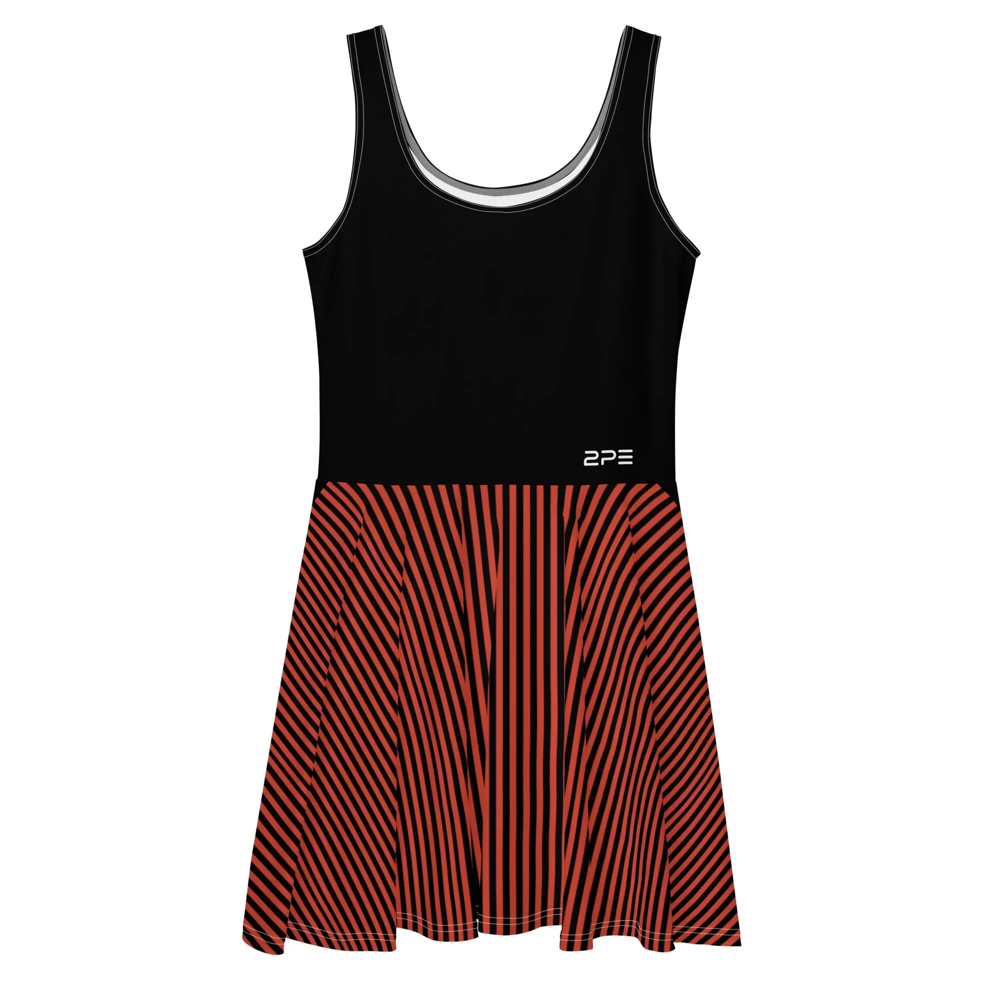 Black and Red Striped Skirt Tennis Dress