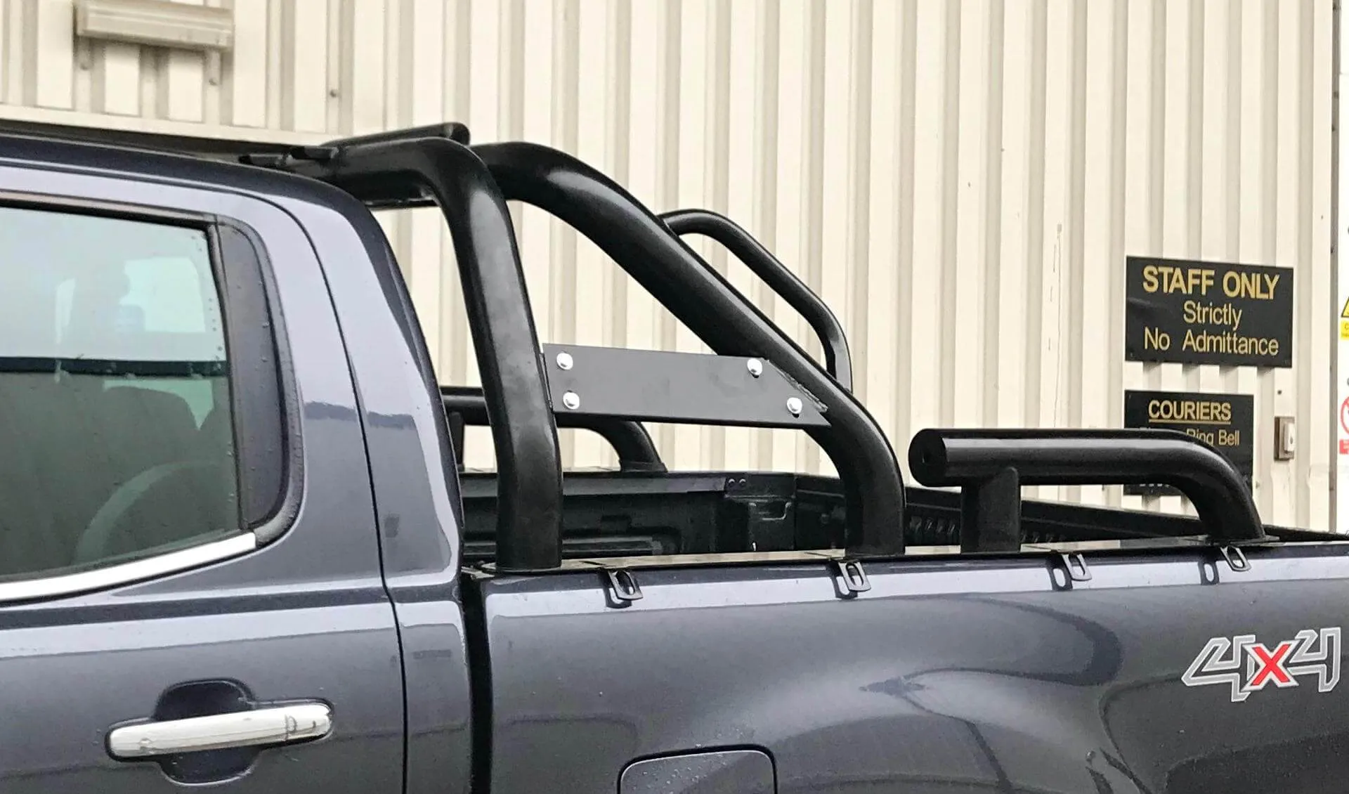 Black SUS201 Long Arm Roll Sports Bar with Grab Handle for the Ford Ranger 98-05