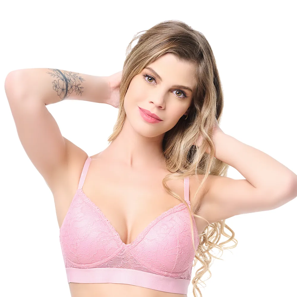 Brasier coordinable con varilla y detalles de encaje  rosa 24659 Lady Carnival