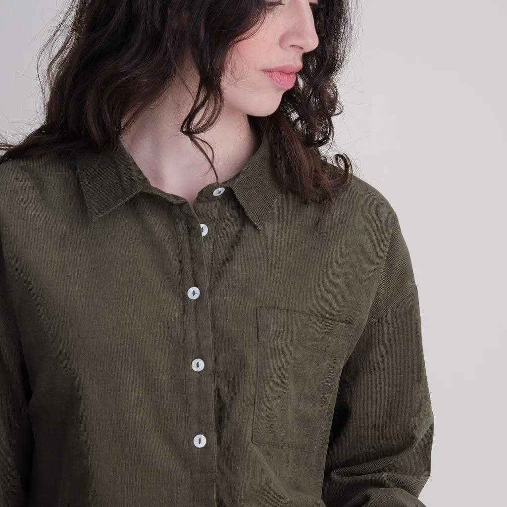 Calla Cotton Cord Shirt | Olive