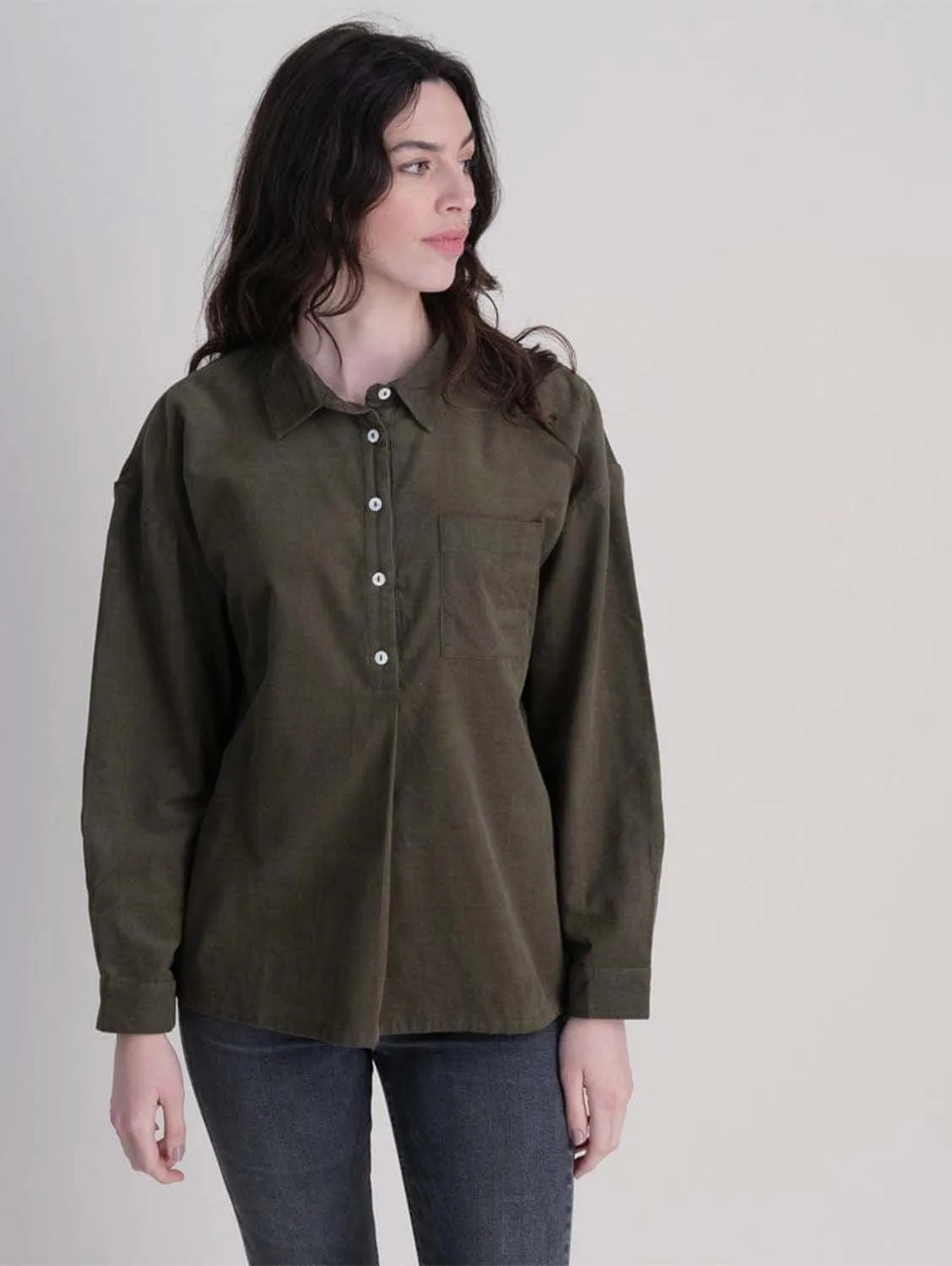 Calla Cotton Cord Shirt | Olive