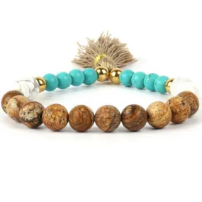 Chakra De Tassel Multi Brown-Blue Bracelet