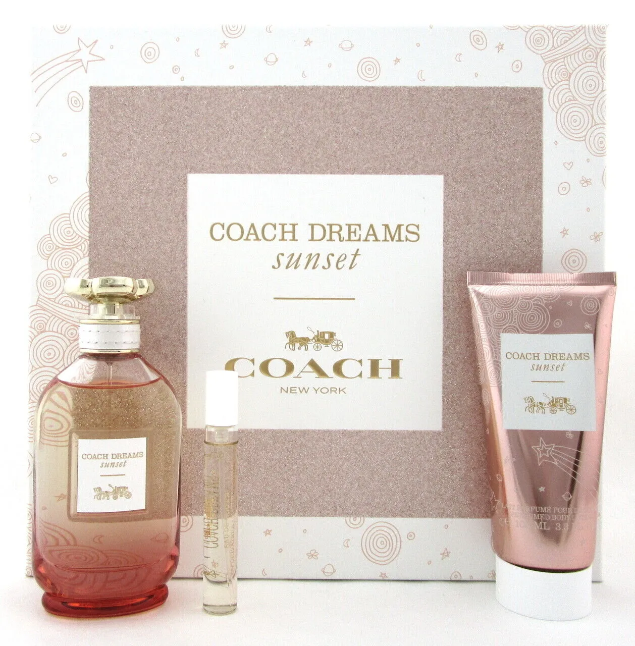 Coach Dreams Sunset 3 Piece set for Women(3oz EDP   7.5 ml EDP Spray   3.3 oz.